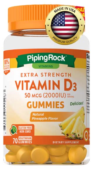 Gumový vitamin D3 ananas, 2000 IU, 70 gumáků