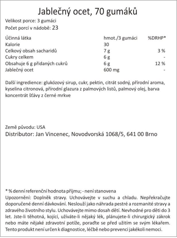 Jablečný ocet, 70 gumáků