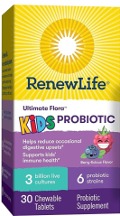 Renew Life, Dětská probiotika, Příchuť lesního ovoce, 3 miliardy živých kultur, 30 žvýkacích tablet