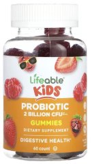 Gumová dětská probiotika + prebiotika, 2 miliardy CFU, 60 gumáků, jahoda