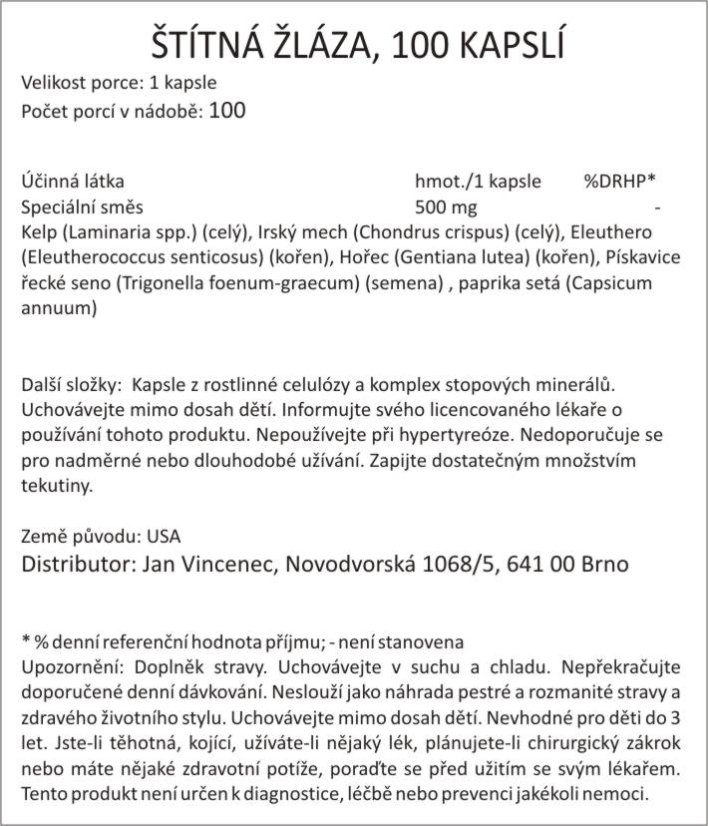 Bylinná směs ŠTÍTNÁ ŽLÁZA, kelp, eleuthero, hořec, irský mech..