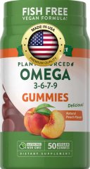 Omega 3-6-7-9 gumové (přírodní broskev), 50 veganských gumáků