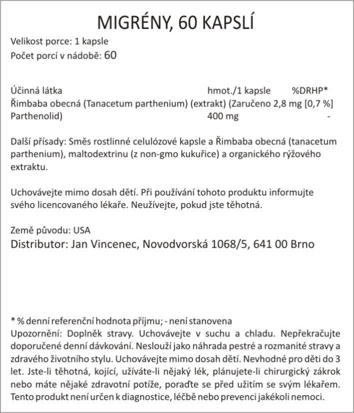 Bylinná směs MIGRÉNY a ZÁVRATĚ, kopretina řimbaba