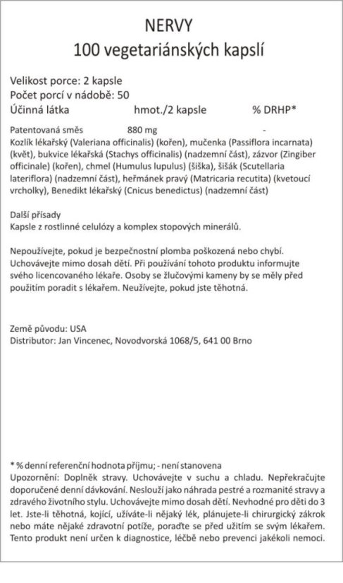 Bylinná směs NERVY, kozlík, mučenka, chmel, šišák..